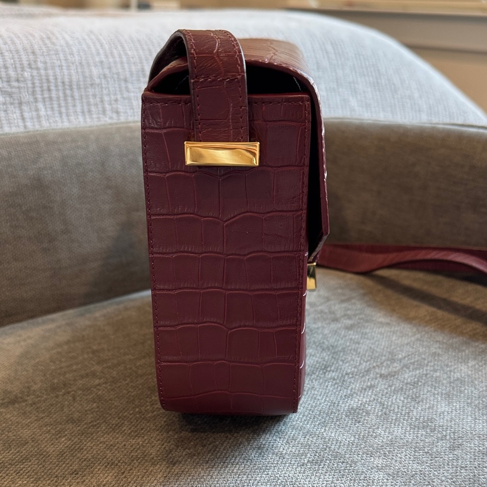 DeMellier London Croc-Embossed Crossbody Bag in Burgundy - Picture 4 of 16